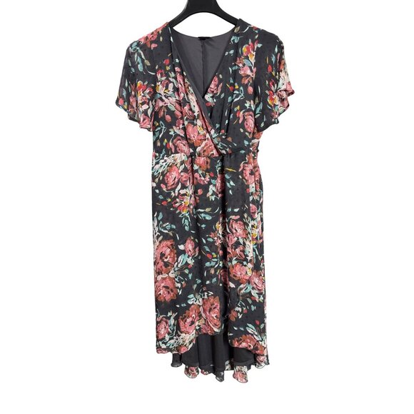 Torrid Floral Print High Low Maxi Dress Size 1 (US 1X) Crossover Lined Swiss Dot - Picture 1 of 4